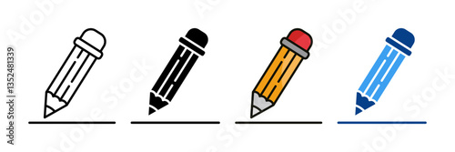 Pencil  Icon Set Multiple Style Collection