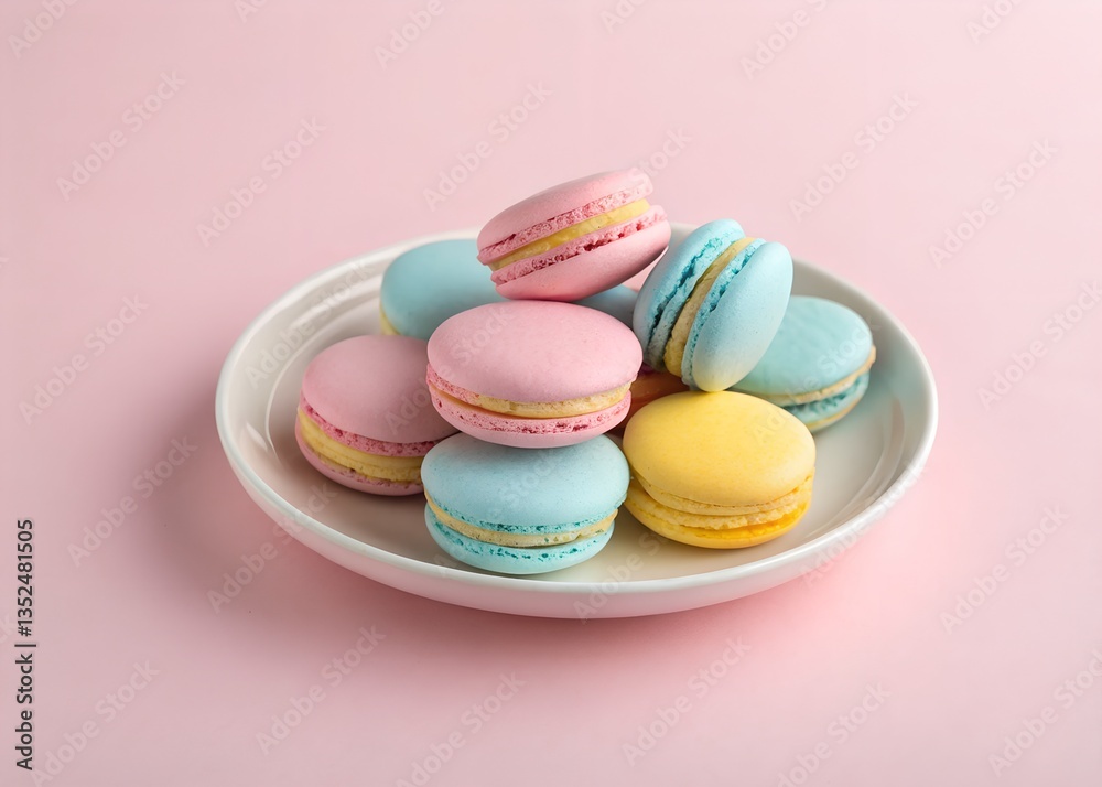 Fototapeta premium Colorful Macarons on a White Plate