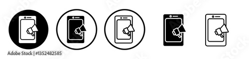 Advertising icons symbol. Flat and line design style.