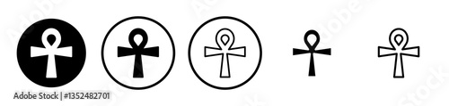 Ankh icons symbol. Flat and line design style.