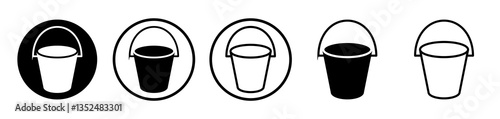 Bucket icons symbol. Flat and line design style.