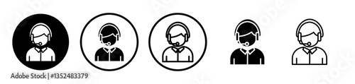 Callcenter icons symbol. Flat and line design style.