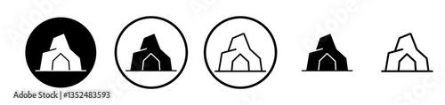 Cave icons symbol. Flat and line design style.