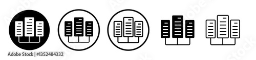 Data center icons symbol. Flat and line design style.