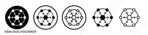 Decentralized icons symbol. Flat and line design style.