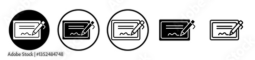 Electronic signature icons symbol. Flat and line design style.