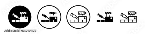 Floor sanding machine icons symbol. Flat and line design style.