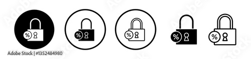 Fixed rate mortgage icons symbol. Flat and line design style.