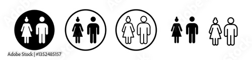 Girlfriend icons symbol. Flat and line design style.