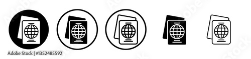 Immigration icons symbol. Flat and line design style.