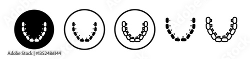 Lingual braces icons symbol. Flat and line design style.