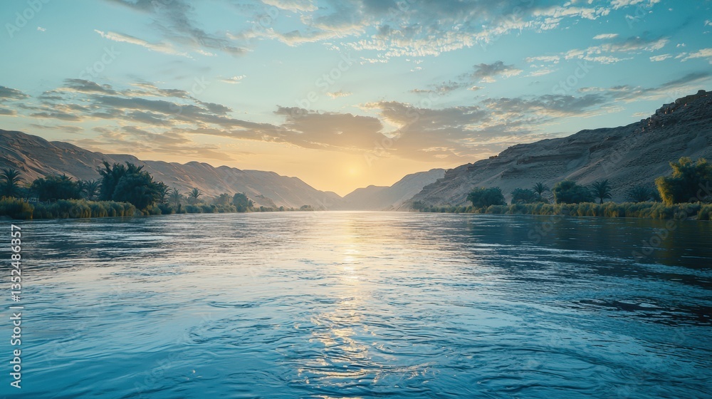 Obraz premium a beautiful sunset over the river 