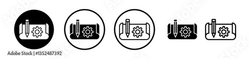 Prototyping icons symbol. Flat and line design style.