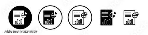Quarterly report icons symbol. Flat and line design style.