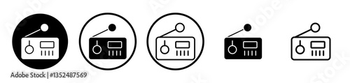 Radio icons symbol. Flat and line design style.
