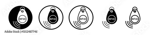RFID key tag icons symbol. Flat and line design style.