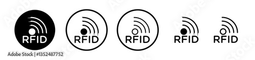 RFID icons symbol. Flat and line design style.