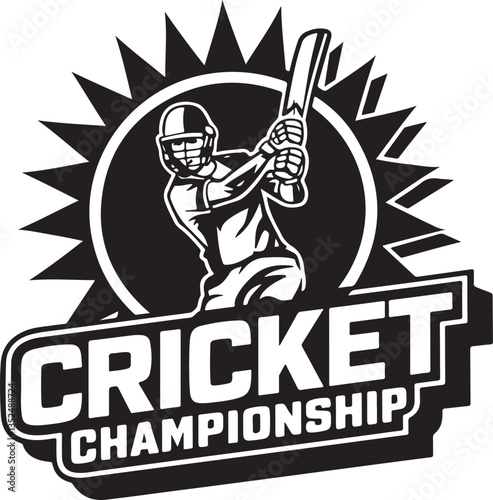 Stylized logo featuring a cricket player cricket logo vector illustration