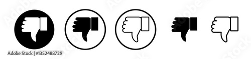 Thumb down icons symbol. Flat and line design style.