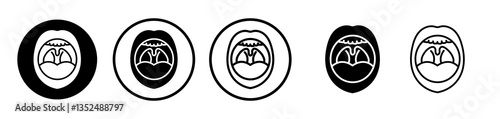 Tonsillitis icons symbol. Flat and line design style.