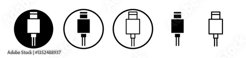 USB type c icons symbol. Flat and line design style.