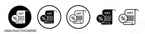 Value added tax VAT icons symbol. Flat and line design style.