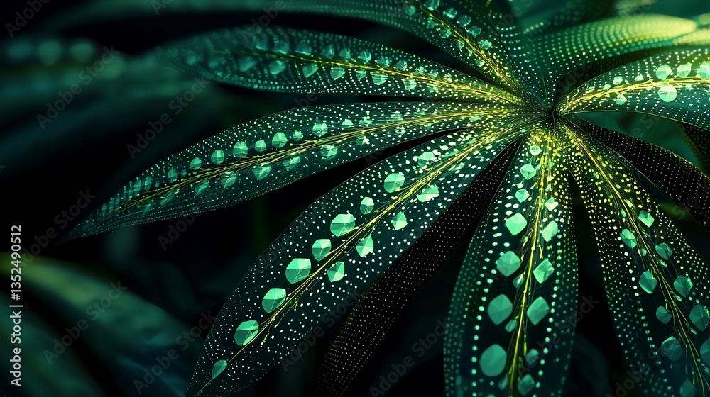 Naklejka premium Detailed Green Leaf Close-up