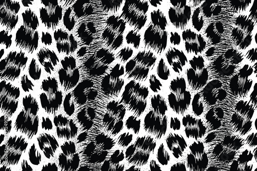 Black and White Leopard Pattern Seamless Vector