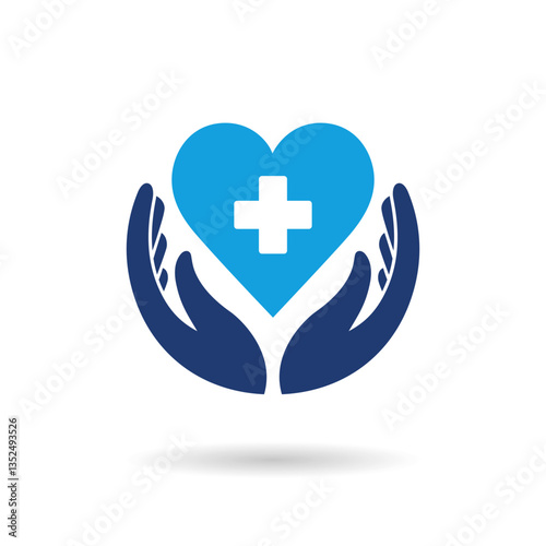Health insurance and medical care concept. Medical care service symbol. Healthcare icon vector illustration.