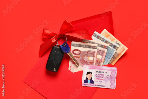 Gift keys of new car, envel...
