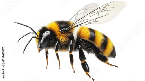 Detailed Image of a Honeybee in Flight