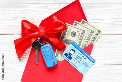 Gift keys of new car with m...