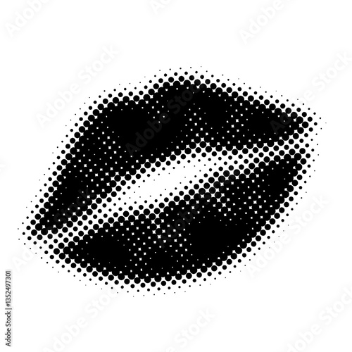 Halftone kiss mark. Halftone dotted texture. Kiss mark icon
