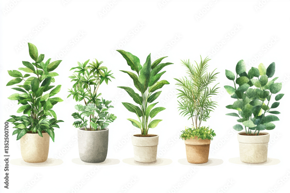 Fototapeta premium Row of potted plants on sunny balcony overlooking city skyline.