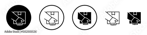 Hand holding box vector icon symbol. illustration sign collection.