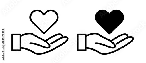 Hand holding heart vector icon symbol. illustration sign collection.