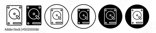 Hard Disk vector icon symbol. illustration sign collection.