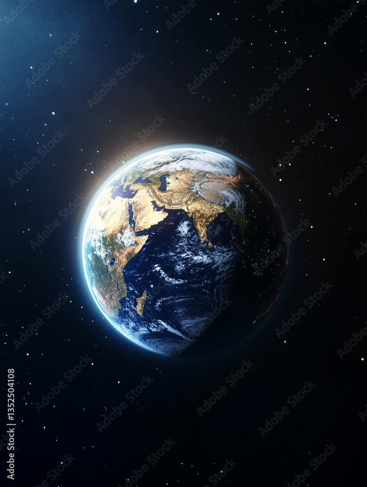 Fototapeta premium Earth viewed from space against a starry background