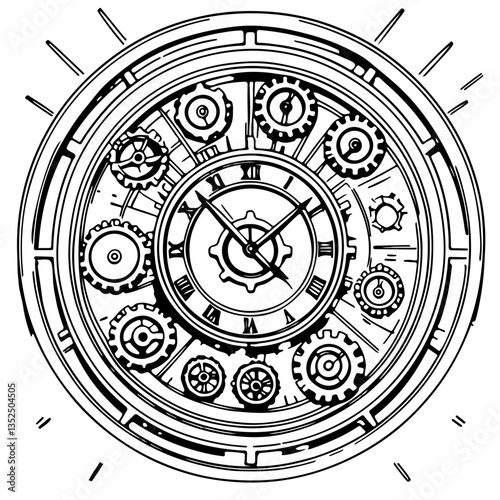 Vector illustration for efficiency with a clock and gear