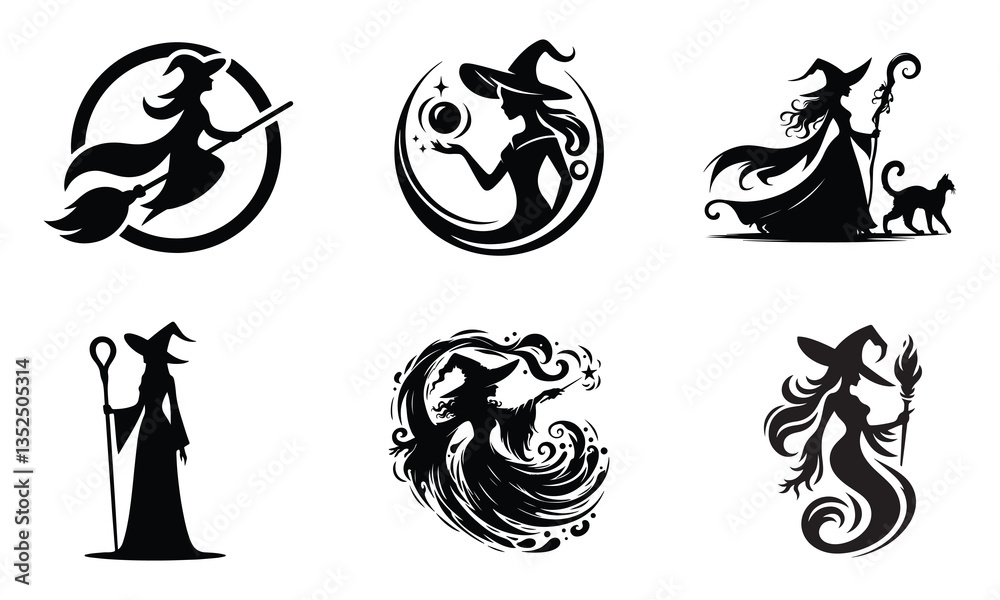Obraz premium Silhouette of a Mythical Witch: A Symbol of Magic and Mystery