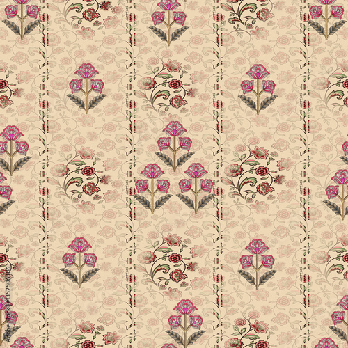 Abstract seamless color full paisley flower leaf bunch pattern