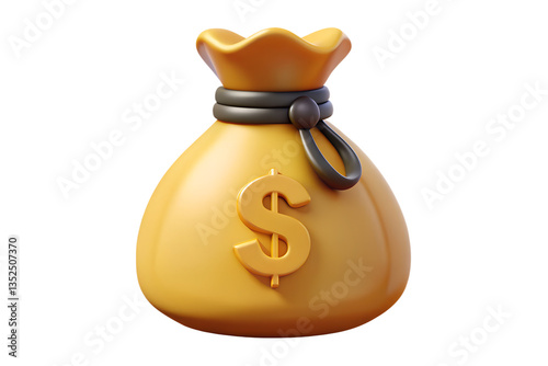 3d render  golden money bag with dollar symbol