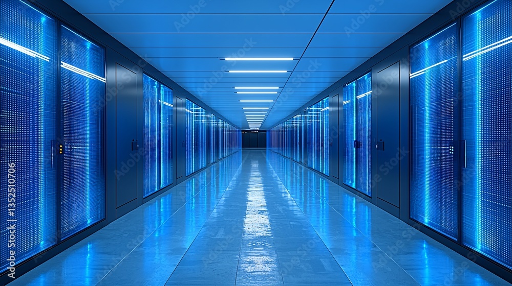 Fototapeta premium Modern Data Center Server Room Corridor