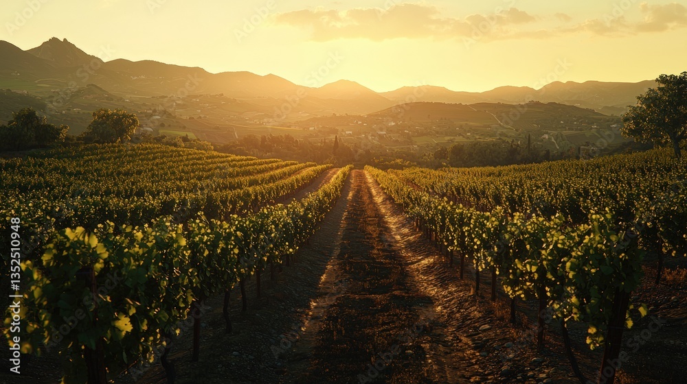 Fototapeta premium a vineyard in the evening 