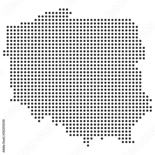Dotted Poland map, black dot map of Poland
