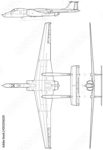 Myasishchev_M-55_Geophysica_3_views Blank outline vector SVG Badge, DXF, CNC Router File, Laser Engraving, Cricut Ezcad, Digital Cutting File for laser cutting