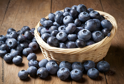 Wallpaper Mural A heap of plump blueberries spilling out of a woven basket. Torontodigital.ca
