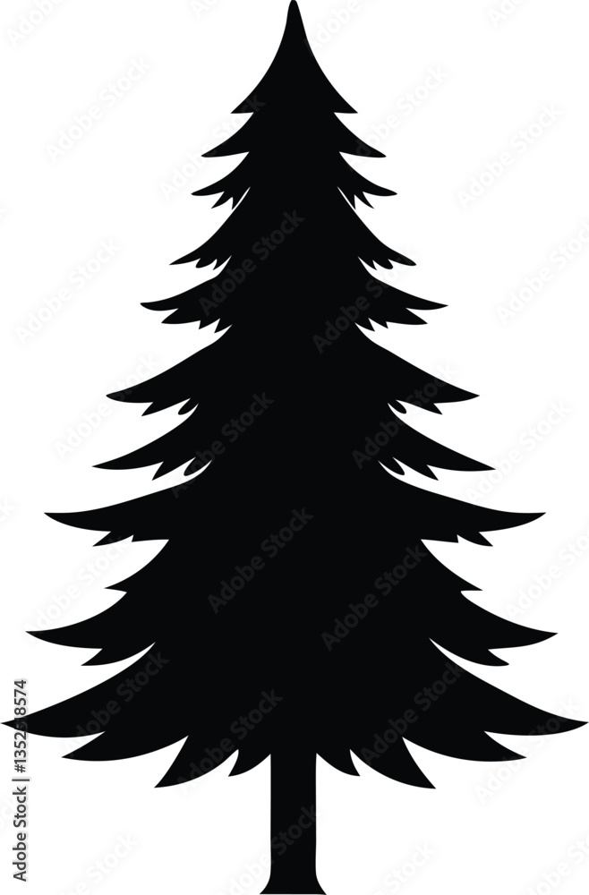 Obraz premium christmas tree silhouette vector illustration