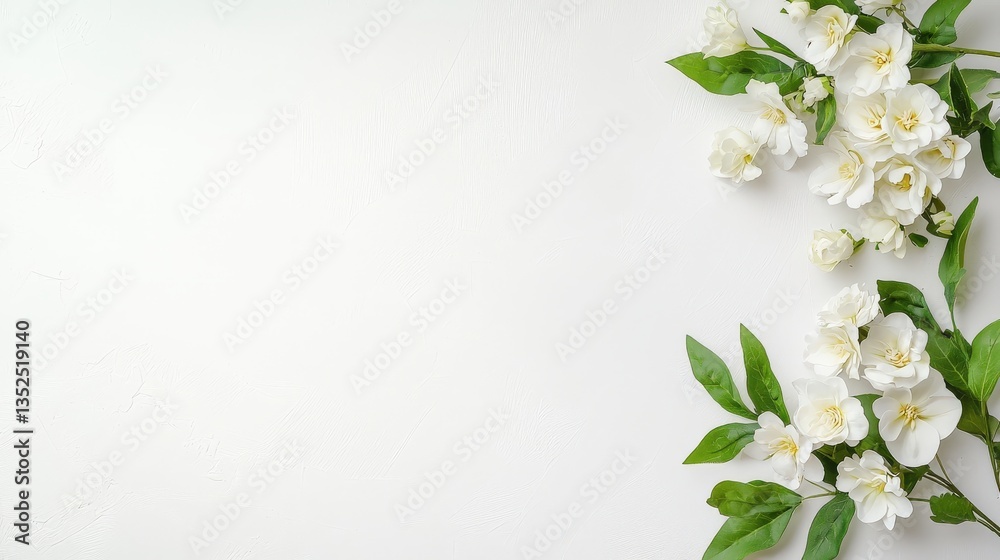 Fototapeta premium Clean and Elegant White Background with Fresh White Bouquet