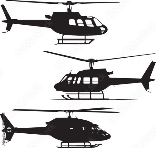 Helicopter in side  view silhouette vector